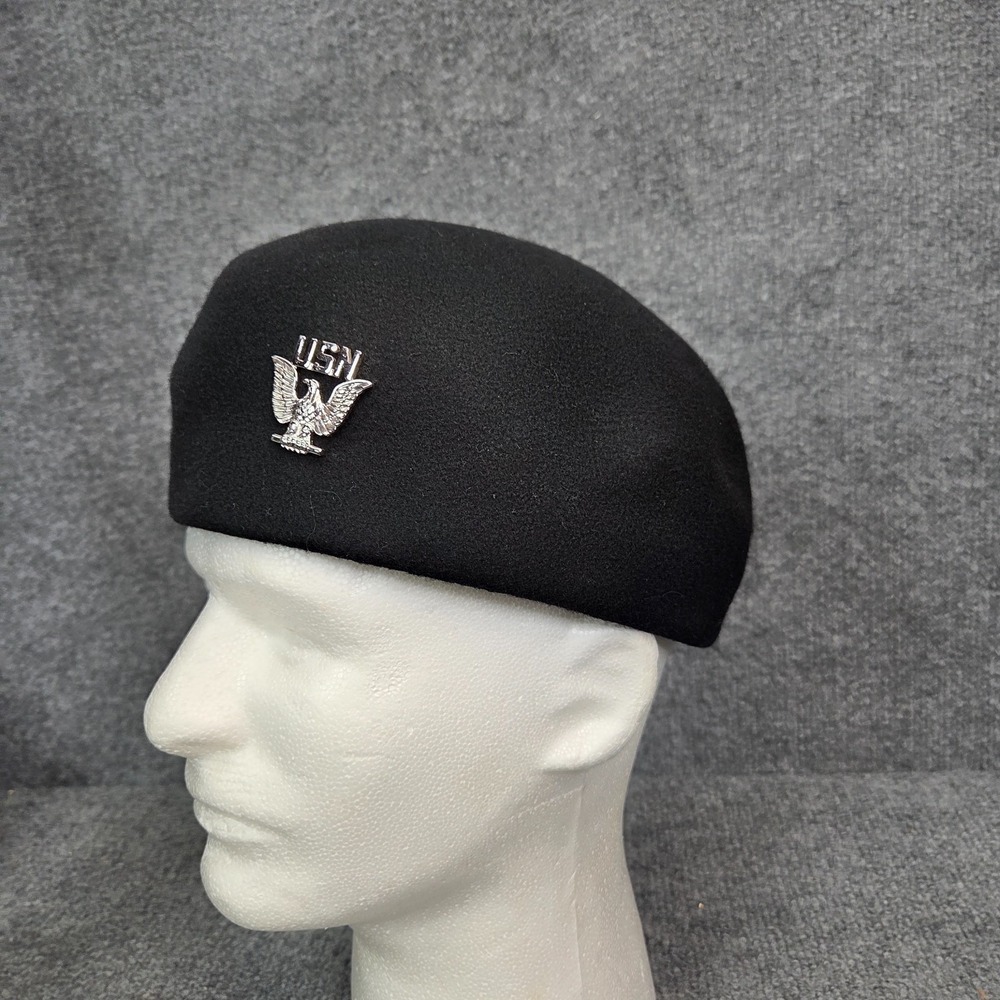 Bernard  U.S. Military Caps Beret Ladies 22 1/2  Black 100% Wool Style #83268